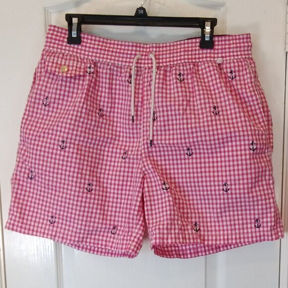 Polo Ralph Lauren Other - Polo Ralph Lauren Pink Gingham Swim Trunks Size L